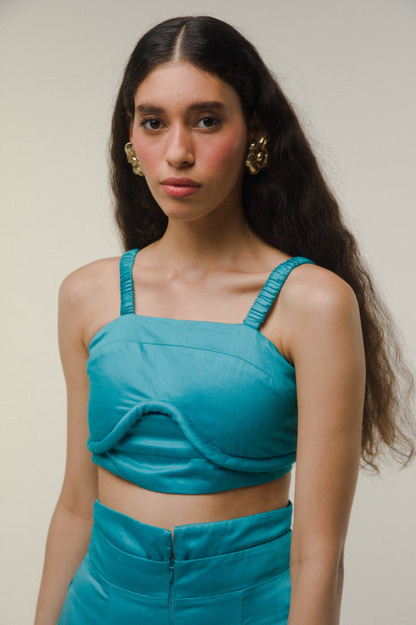 Top Cropped Acrobat Cerulean Blue